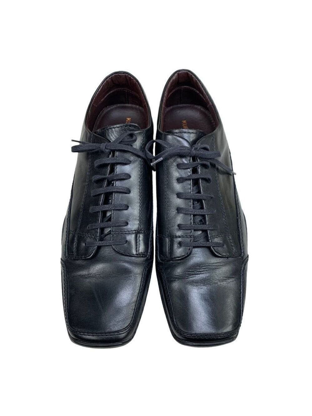 Kurt Geiger Men’s Black Leather Square Toe Lace-Up Loafers Size 43 (US 9.5)